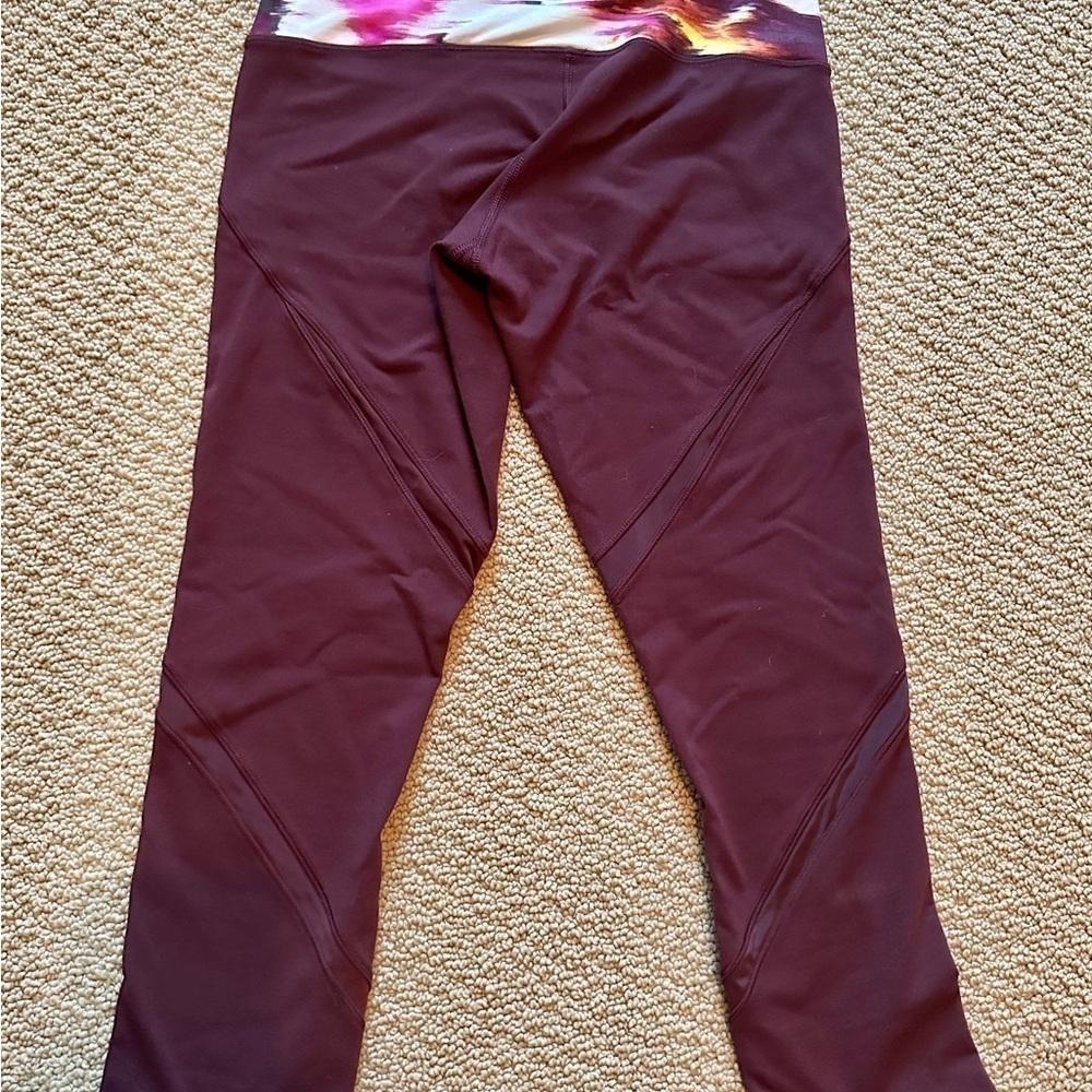 Lululemon Wunder Under Shine on 21” crop- wild berry rumble Bordeaux - Picture 5 of 10